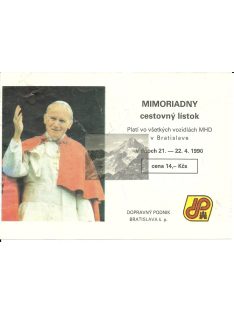 Pápai szentmise belépőjegy 1990, Pozsony