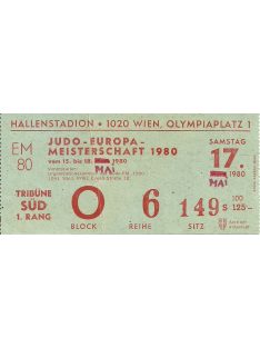 JUDO Európa Meisterschaft belépőjegy, Bécs, 1980