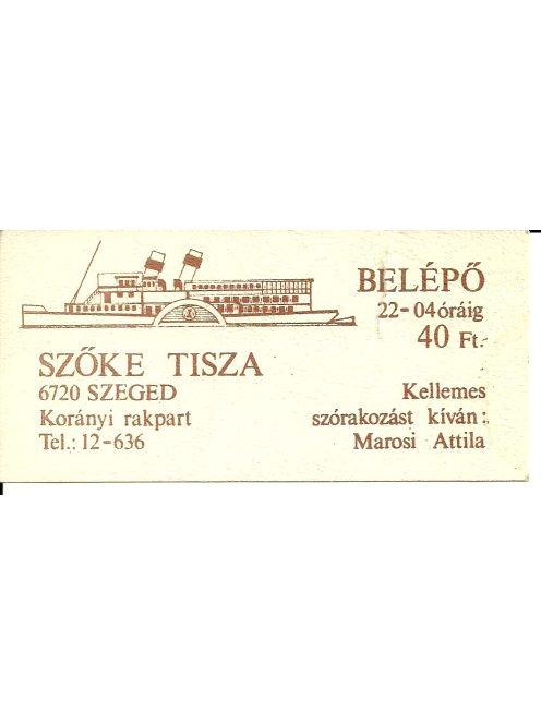 Szőke Tisza belépőjegy