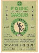 FOIRE Internationale JAARBEURS jegy, Brüsszel, 1948
