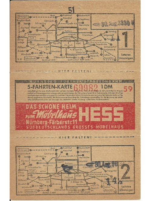 S-FAHRTEN-KARTE 1937