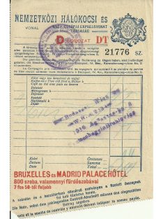 Nemzetközi Hálókocsi jegy 1916 Budapest - Bécs