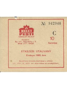 Kelet-Pesti Vendéglátó Vállalat étkezési utalvány