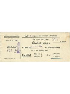 Győri Hangversenyrendező Társaság  ülőhely-jegy 1918