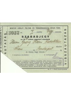   Magyar Királyi Folyam- és Tengerhajózási Részvénytársaság Szabadjegy, 1931