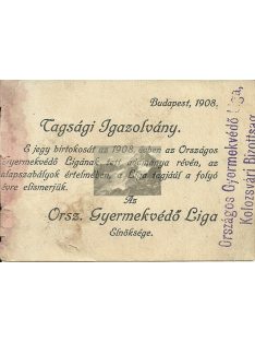 Tagsági igazolvány, 1908 Országos Gyermekvédő Liga