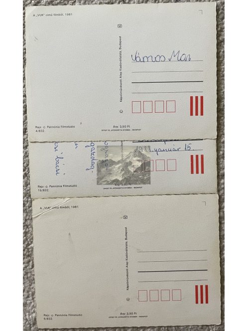 Vuk ,a kisróka képeslap (1981), Pannónia filmstúdió 3 db
