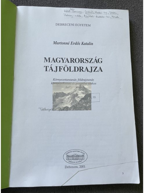 Martonné Erdős Katalin: MAGYARORSZÁG  TÁJFÖLDRAJZA 