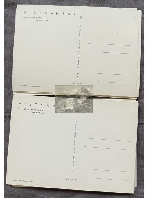 "Vietnamért" képeslap, Hincz Gyula rajza, 2db