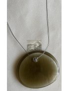 Macskaszem hatású modern medálos nyaklánc- zöldesbarna