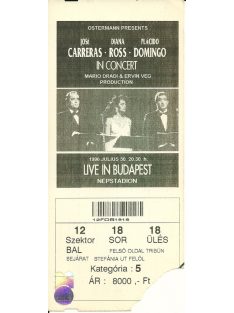   Jose Carreras - Diana Ross - Placido Domingo 1996-os Népstadion koncert jegye