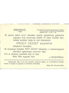 Beiktatási meghívó, Rahó, 1944
